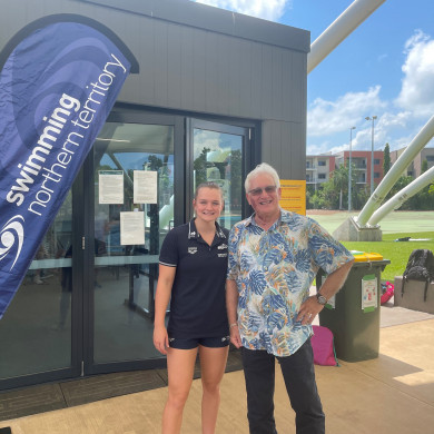 Lord Major of Darwin, Kon Vatskalis Meets Chelsea Hodges, Olympic Gold Medallist in Tokyo Lord Major of Darwin, Kon Vatskalis Meets Chelsea Hodges, Olympic Gold Medallist in Tokyo