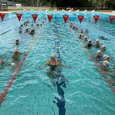 Chelsea Hodges demonstrating Breaststroke technique in the Parap Pool