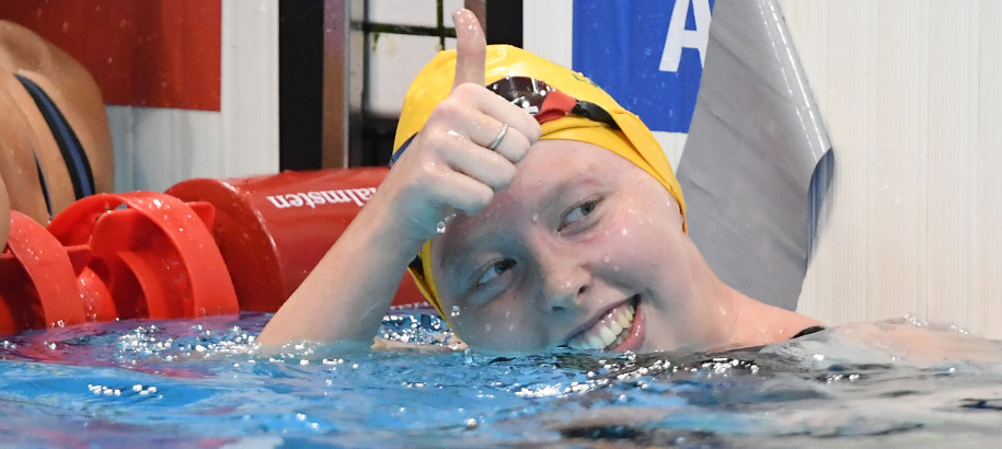 Thumbs Up: Lucky is crowned the new world champ in the Women's 400m Freestyle S9.
