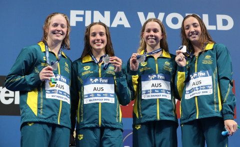 Women's relay team - world juniors The Women's 4x200m Freestyle Relay claims silver.