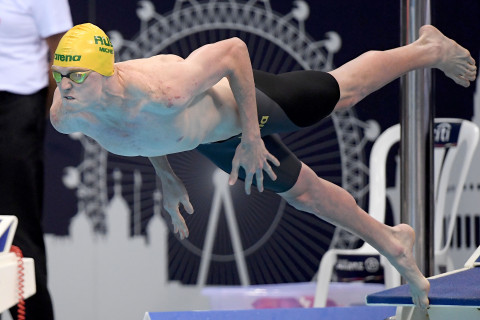 Pure Grit: Jake Michel dives into his first world para champs final.